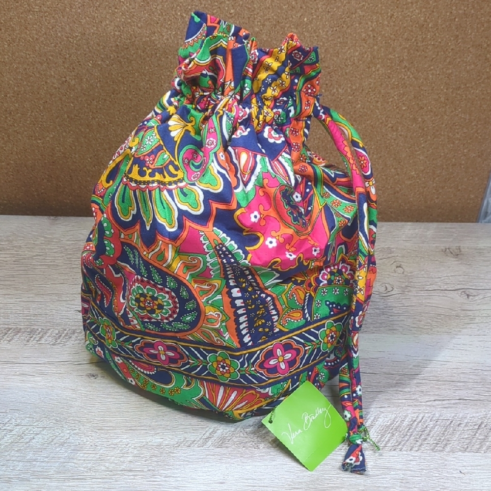 Vera Bradley Red and Pink Cosmetic Bag with Drawstring Closure